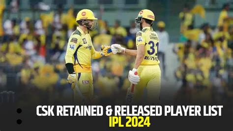 Ipl Auction Csk Retained Released Player List Updated