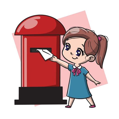 Cute Girl Send Mail Cartoon 5309200 Vector Art At Vecteezy