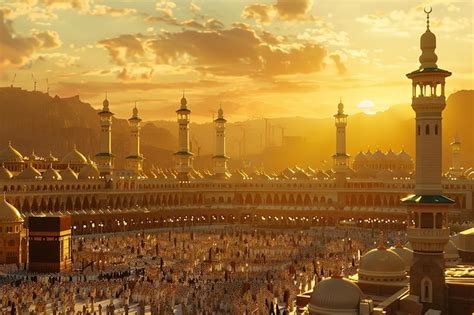 Los Peregrinos Rodean La Kaaba En Masjidil Haram En La Meca Arabia