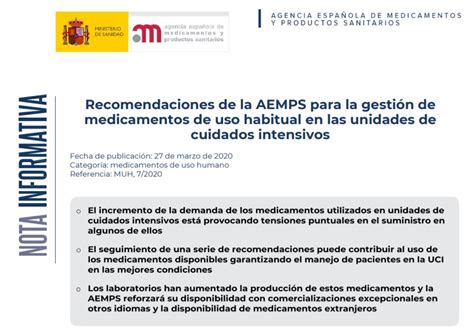 AEMPS on Twitter Recomendaciones de la AEMPS para la gestión de