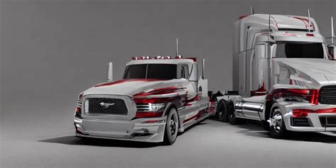 A Semi Truck With Ford Mustang Gt 2021 Front Design Stable Diffusion