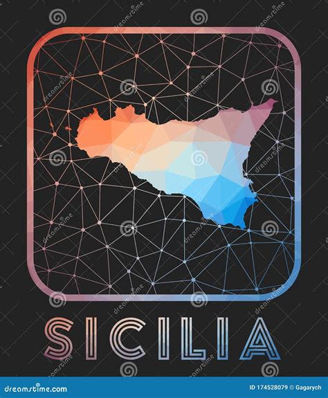 Low Poly Map Of Sicilia Cartoon Vector Cartoondealer