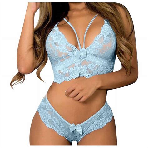 SDNall Women Plus Size Lingerie Corset Lace Floral Bralette Bra Two Piece Underwear Walmart