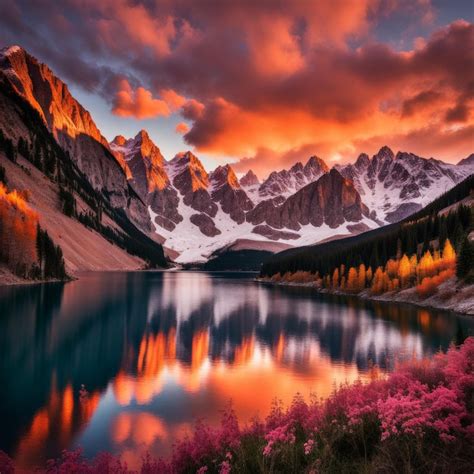 Premium Photo | Beautiful sunrise at the lake in the dolomites ...