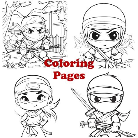 Little Ninja Coloring Pages, Cute Ninja Coloring Sheets, Ninja Coloring Book - Etsy