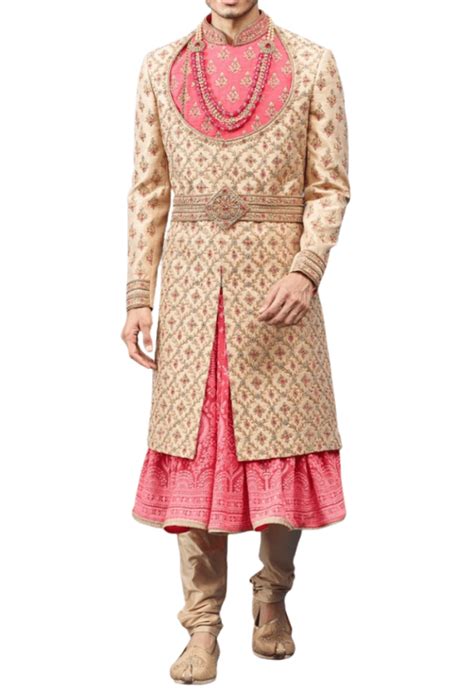 Heavy Embroidered Wedding Sherwani With Anarkali Kurta GetEthnic