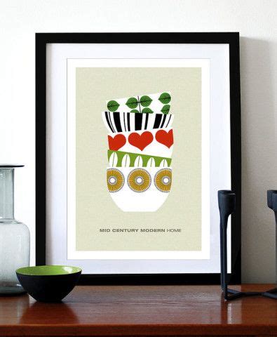 Mid Century Modern Poster Print Retro Stig Lindberg Cathrineholm Kaj