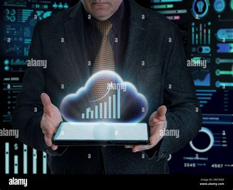 Businessman Using Cloud Financial Management Platform With Holographic