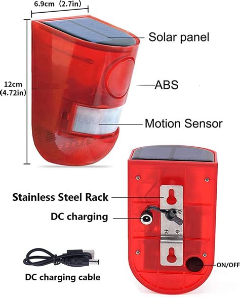 ChunHee Alarma de luz estroboscópica solar con sensor de movimiento