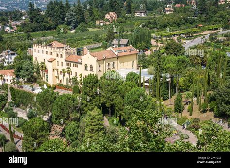 Botanical gardens with view of Trauttmansdorff Castle - Meran, Trentino ...