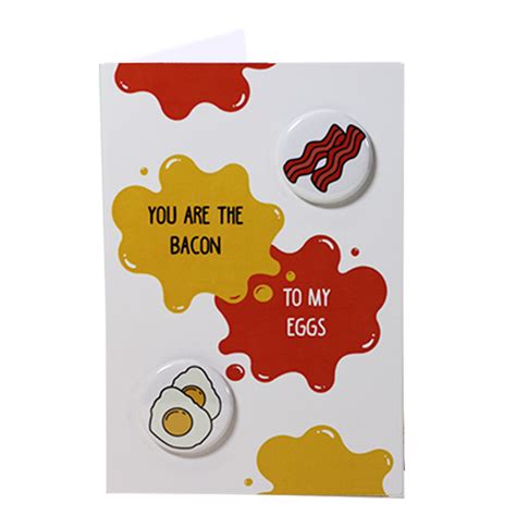 Bacon And Eggs Button Greeting Card People Power Press For Custom