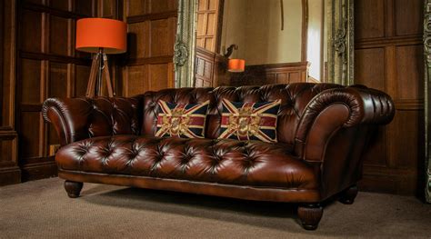 F Tetrad Grand Tour Oskar Conker Brown Leather Chesterfield