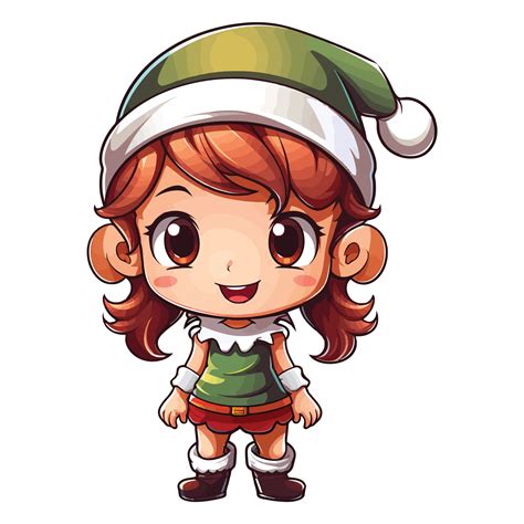 Cute Christmas Elf Clipart Illustration AI Generative 27235155 PNG