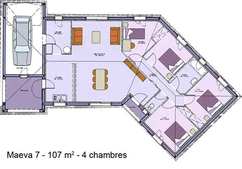 Plan De Maison Plain Pied 4 Chambres En V