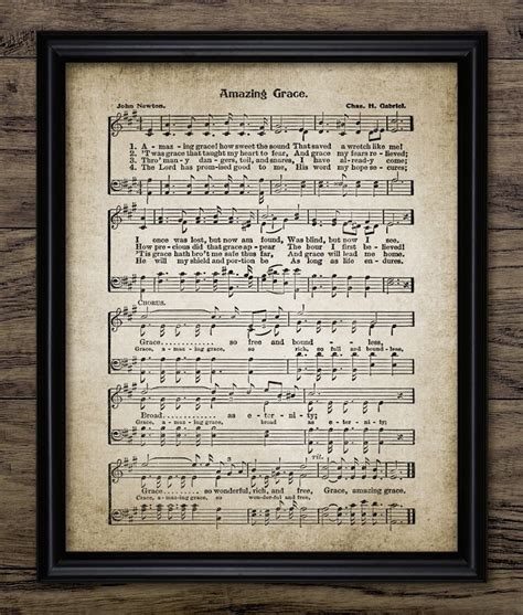 Amazing Grace Hymn Wall Art Vintage 1779 Christian Hymn Music | Etsy