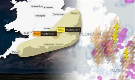 Met Office Warning Upgrade Rare Amber Alert Issued As Huge Lightning Storm To Hit At 3pm