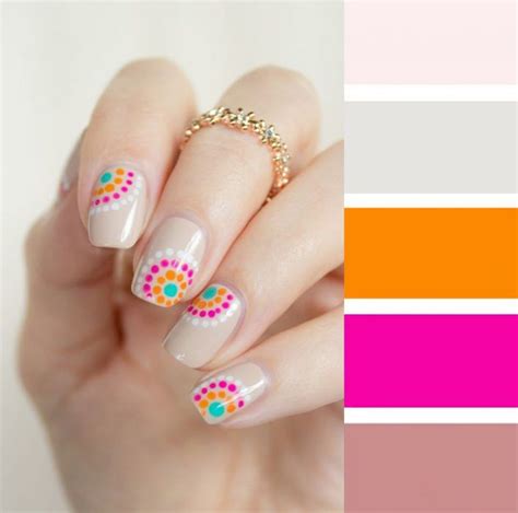 Fucsia Y Naranja Photomontage Nailart Turquoise Ring Paint Colors