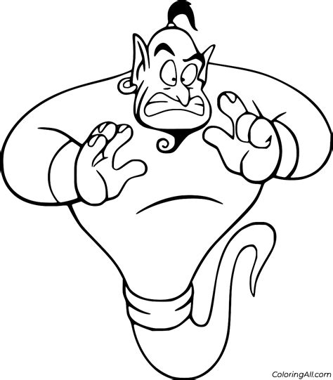 Genie Coloring Pages Aladdin Disney Wallpapers Colouring Printable