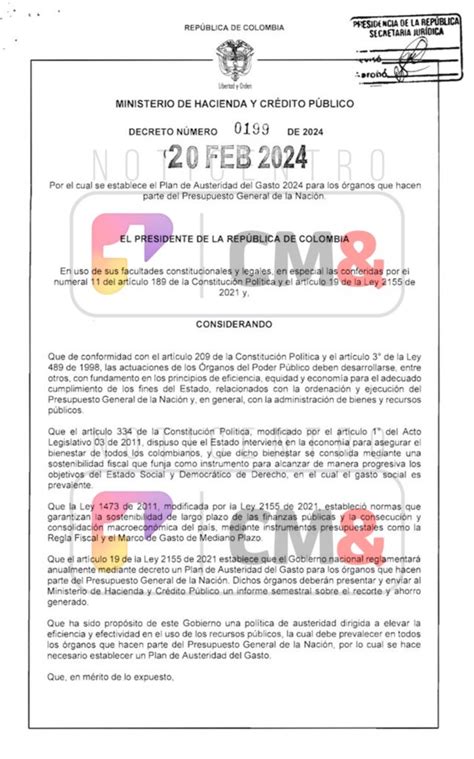 Este Es El Decreto Del Plan De Austeridad Con El Que Gobierno Petro