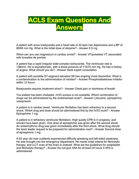 Solution Acls Exam Questions And Answers Studypool