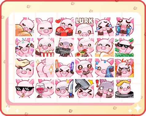 Twitch Emote Cute Pig Mega Pack Emotes 24 Emotes Ready To Etsy