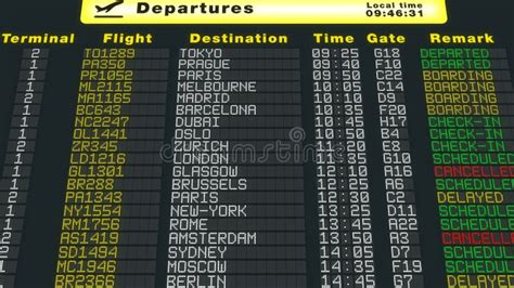 Airport Table Departures Schedule International Flights Refresh