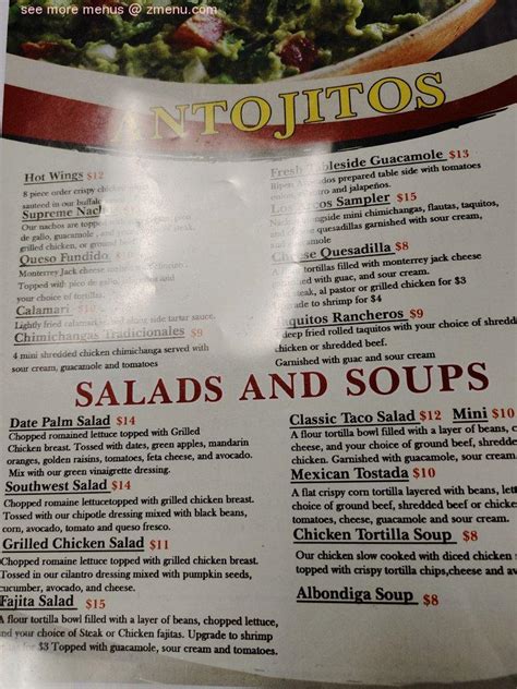 Menu At Los Arcos Mexican Restaurant La Quinta Washington St Ste I