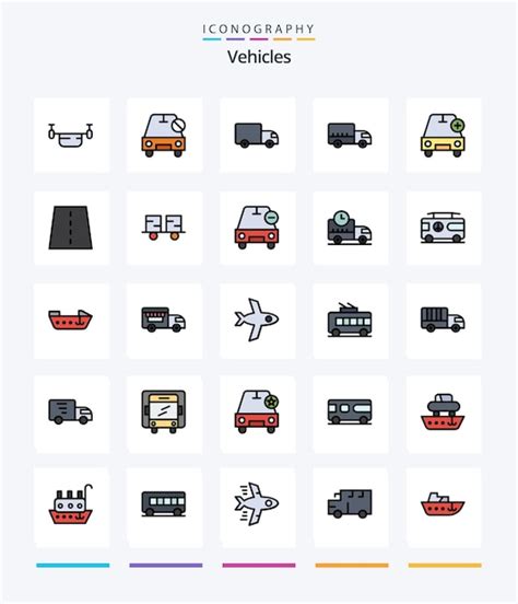 Premium Vector Creative Vehicles 25 Line Filled Icon Pack Such As