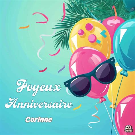 Ballons Lunettes Avec Le Texte Joyeux Anniversaire Corinne Cartes