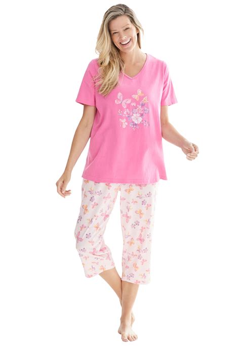 Dreams And Co Womens Plus Size 2 Piece Capri Pj Set Pajamas