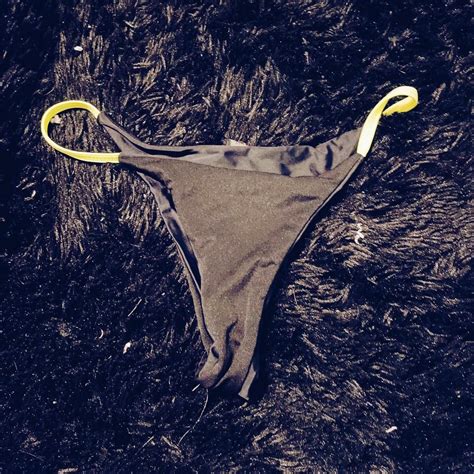Black And Neon Green Bikini Bottoms Thong Shaped Depop