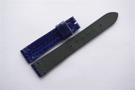 Mm Mm Dark Navy Blue Genuine Sea Snake Skin Leather Watch Strap