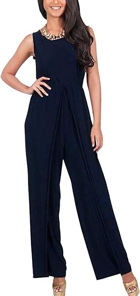 Jumpsuit Damen Sommer Damen Elegante Vintage Unifarben Rmellos Overall