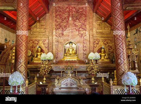 Interior Of Wat Phra Singh A Buddhist Temple In Chiang Mai Northern