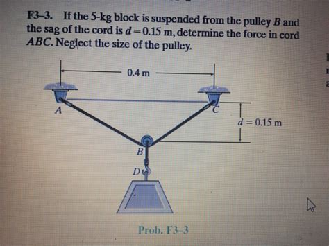 Solved F3 3 If The 5 Kg Block Is Suspended From The Pulley Chegg