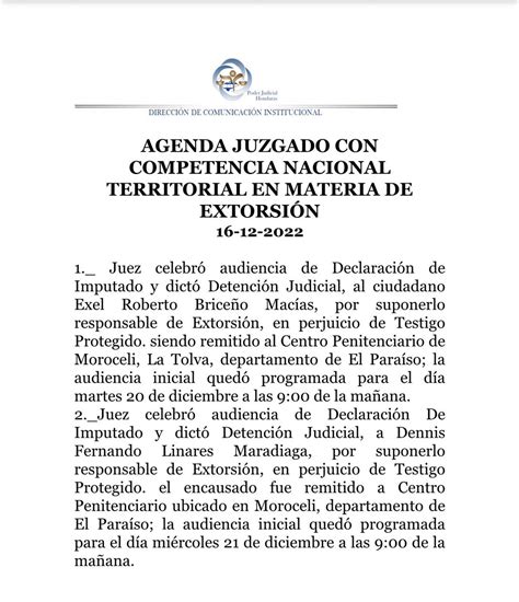 Poder Judicial Hn On Twitter Audiencias Desarrolladas En El