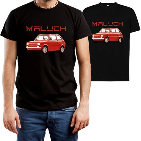 T SHIRT MĘSKI DLA FANA FIAT 126P MALUCH ŚMIESZNA KOSZULKA CZARNA R XS