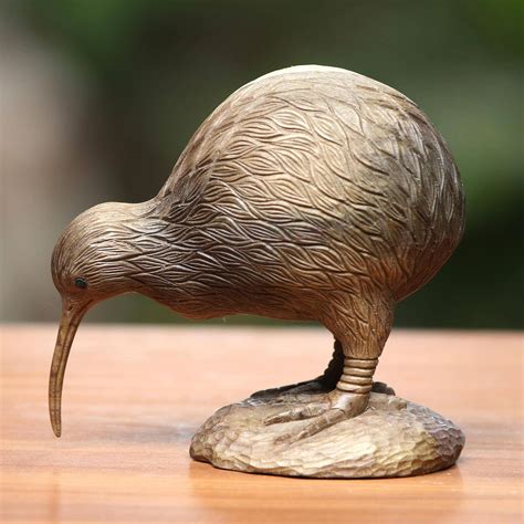 Unicef Market Hand Carved Hibiscus Wood Kiwi Bird Sculpture From Bali