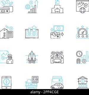 Juego De Iconos Lineales De Flujos De Ingresos Beneficios Ventas