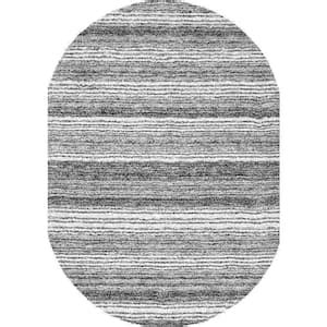 NuLOOM Thigpen Contemporary Stripes Dark Gray 8 Ft X 10 Ft Oval Rug