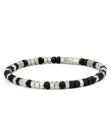 David Yurman Men's Hex Bead Bracelet, Black | Neiman Marcus