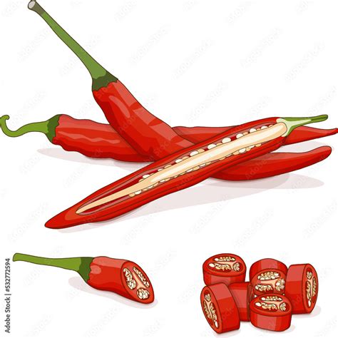 Whole Half Quarter And Wedges Of Cayenne Peppers For Banners Flyers