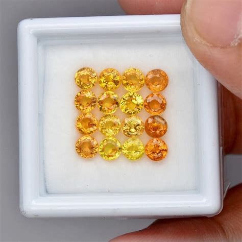 16pc 3 93ct Lot Of Yellow Sapphires Beryllium Heated Sapphires From