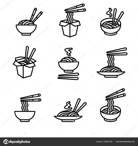 Noodle Set Collection Icon Noodles Vector Stock Vector By Vasilev Ki