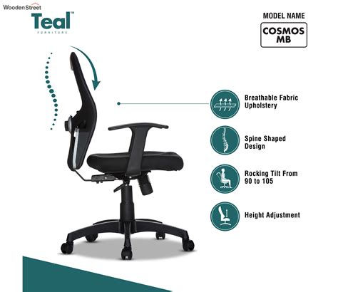 Buy Teal Cosmos Mid Back Ergonomic Mesh Chair Black At Off Online