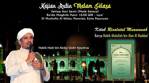 Kajian Kitab Risalatul Muawanah Habib Hadi Alaydrus Youtube