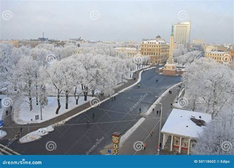 Capital City of Latvia Riga. Editorial Photography - Image of winter ...