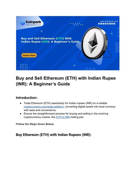 Ppt A Simple Guide Buy And Sell Ethereum Eth To Indian Rupee Inr