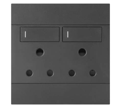 Veti Double 16amp Socket Outlet 100x100mm Charcoal Megamall Online Store