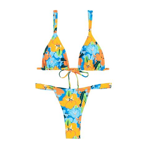 Knosfe Bikini Sets For Women Halter Graphic Swimwear Summer Low